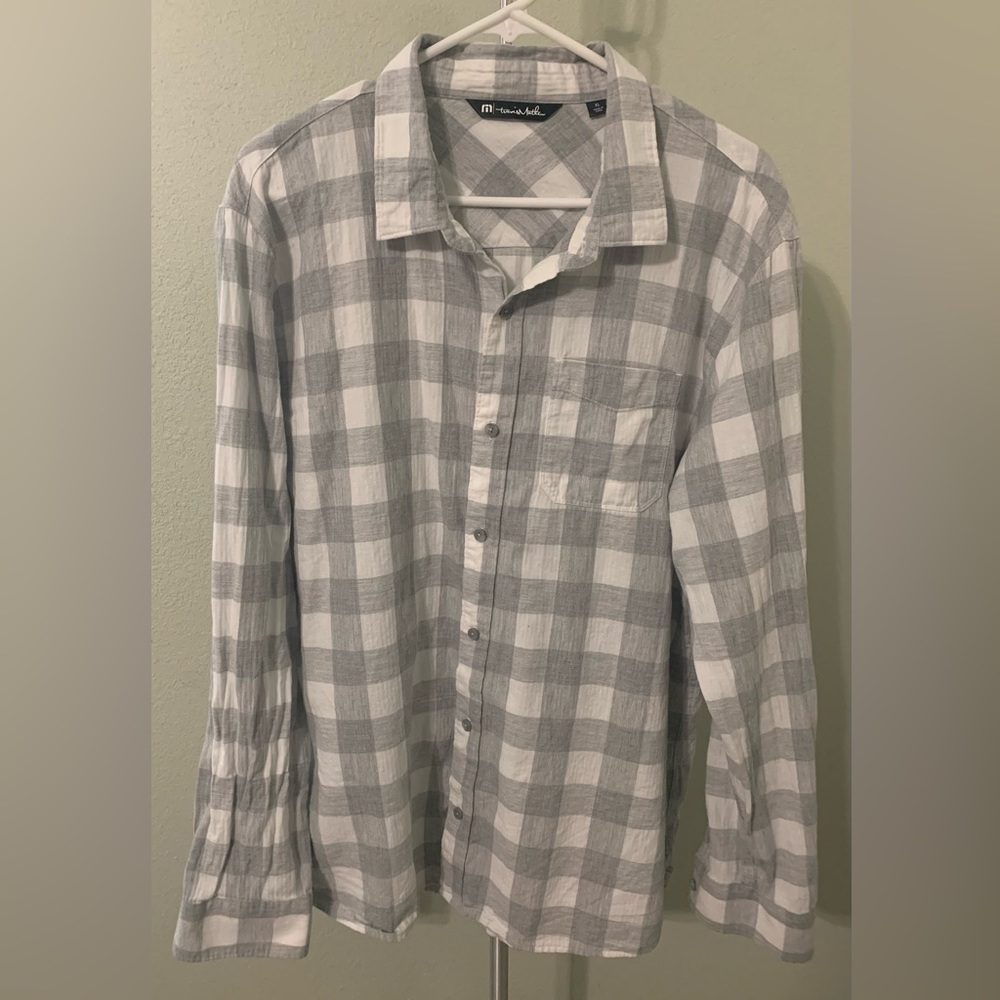 Travis Mathew Long Sleeve Flannel Button Up Shirt Size XL